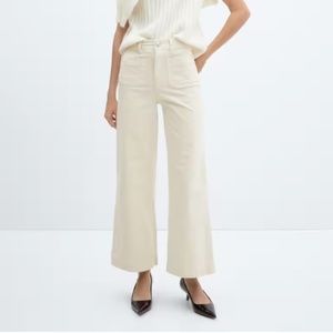 Mango Corduroy Culotte Pants Ecru Size 4